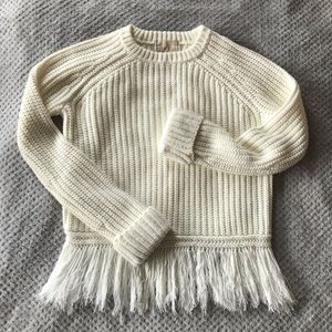 Anthropologie Moon River Fringe Chunky Knit Sweatr